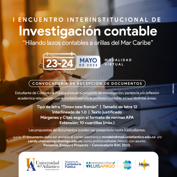 I Encuentro Interinstitucional de Investigación Contable recepcion de documentos